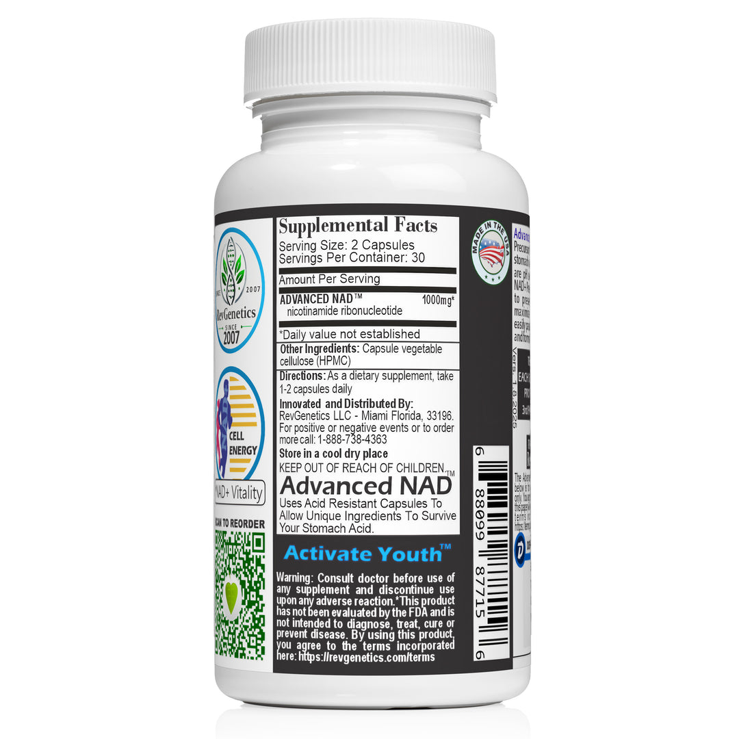 Advanced NAD 1000 mg: 60 500mg Capsules - NAD Supplement