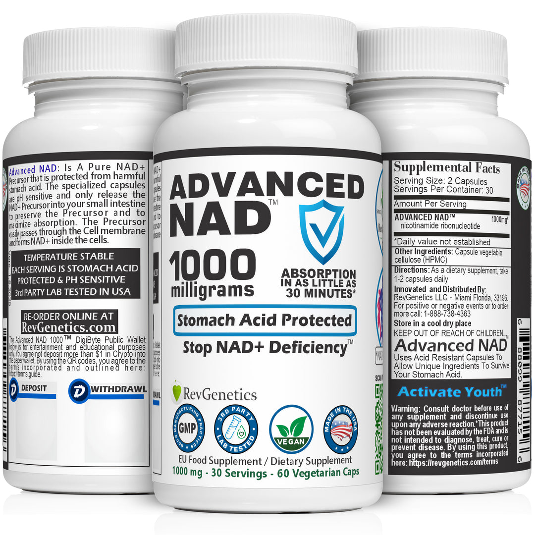 Advanced NAD 1000 mg: 60 500mg Capsules - NAD Supplement