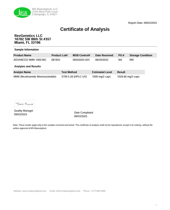 Advanced NMN 1000: Nicotinamide Mononucleotide