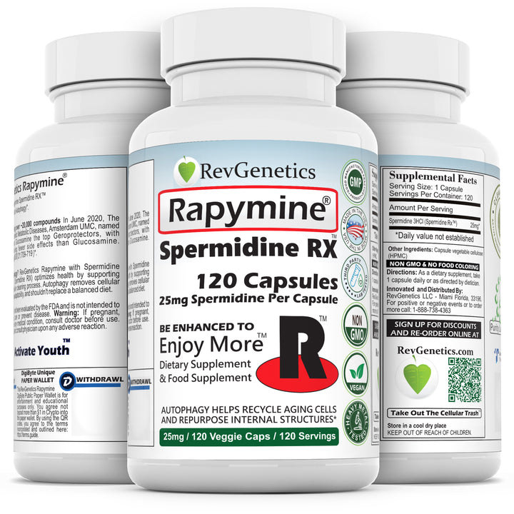 25mg Spermidine - 120 Capsules - RevGenetics Rapymine®